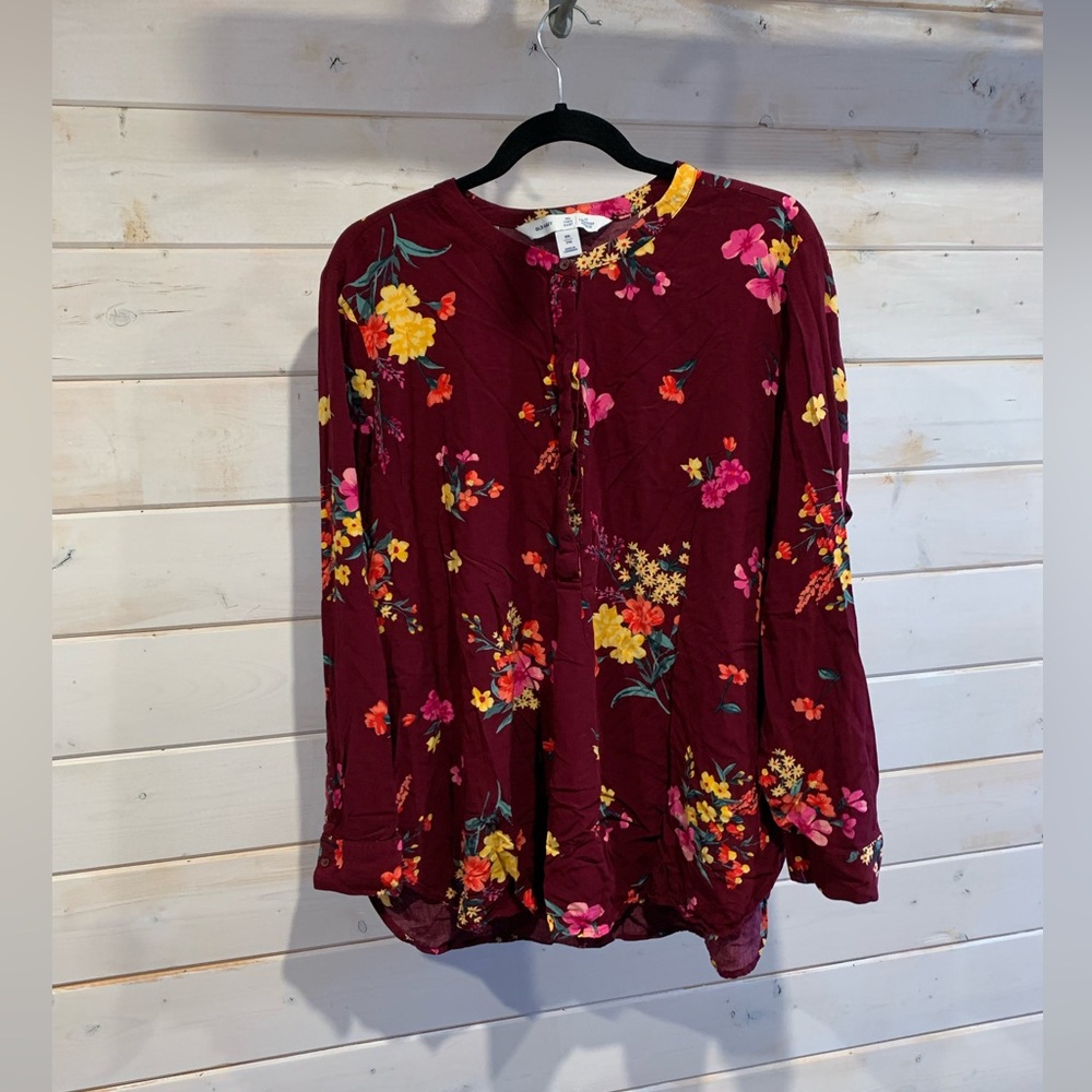 Old Navy | Burgundy Floral The Tunic Shirt